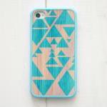 Iphone 4, 4s Case - Triangle Geometric / Teal On..